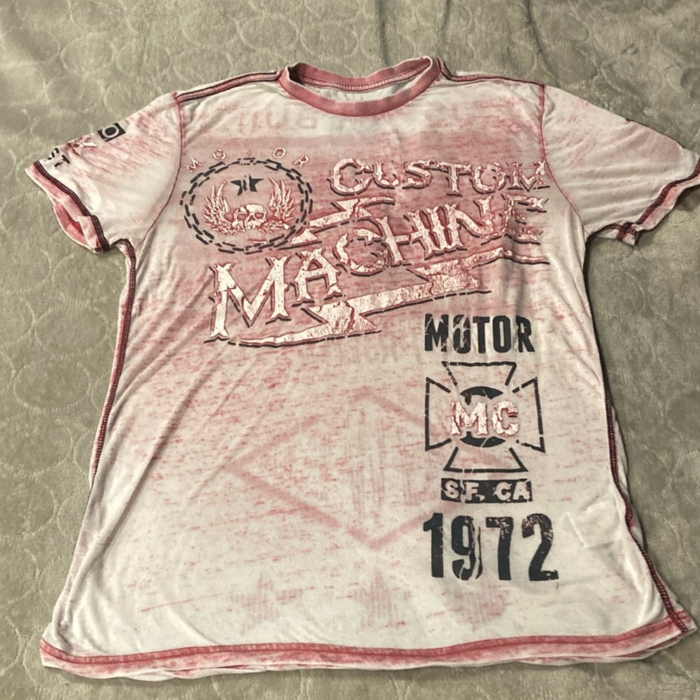 Machine Red and White Graphic Tee  made see through